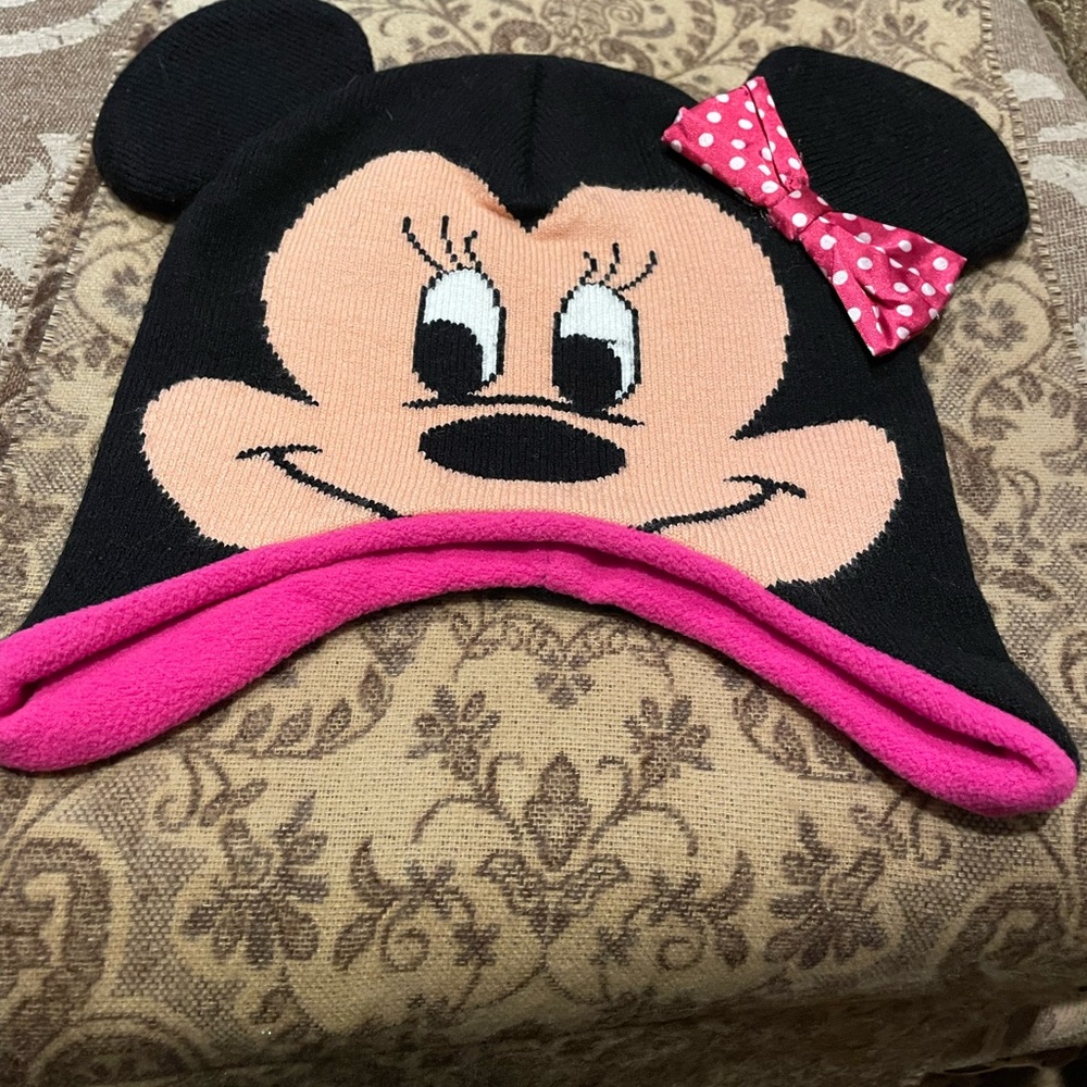Disney Minnie Mouse Black and Pink Character Beanie